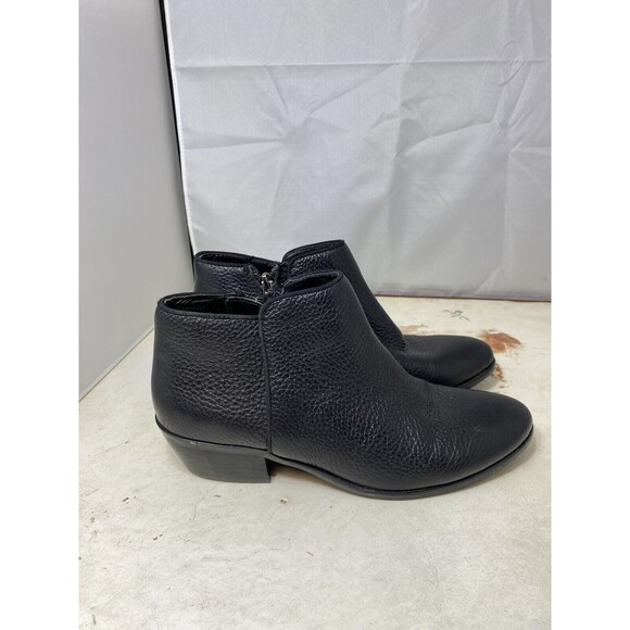 Sam Edelman Petty Leather Zippered Low Heel Ankle Bootie Black Size 6 - Picture 2 of 9
